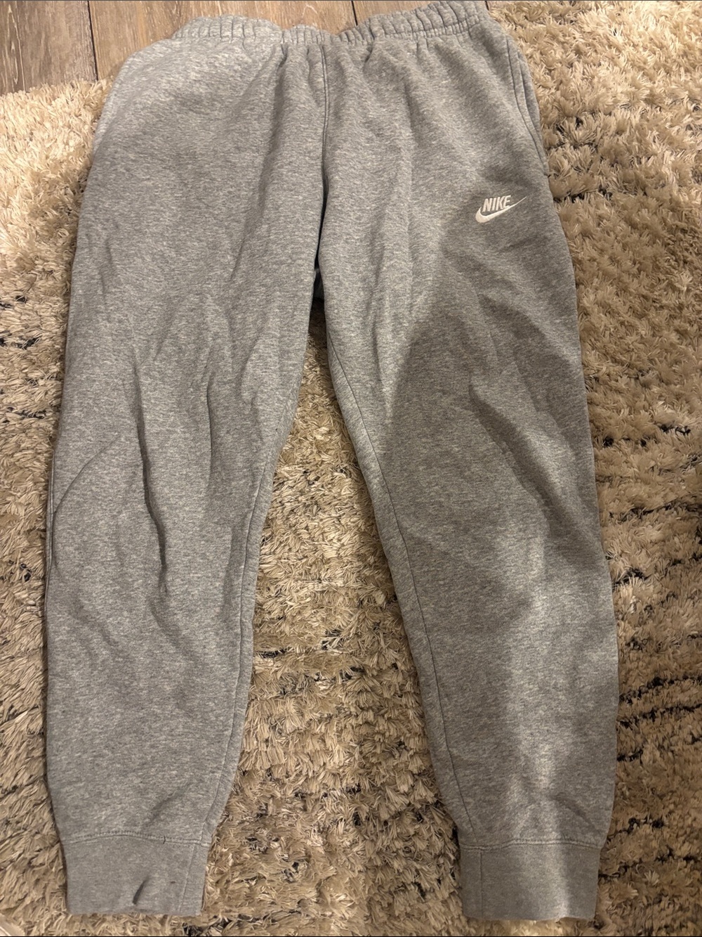 Nike Grey Heather Youth Joggers with White Swoosh